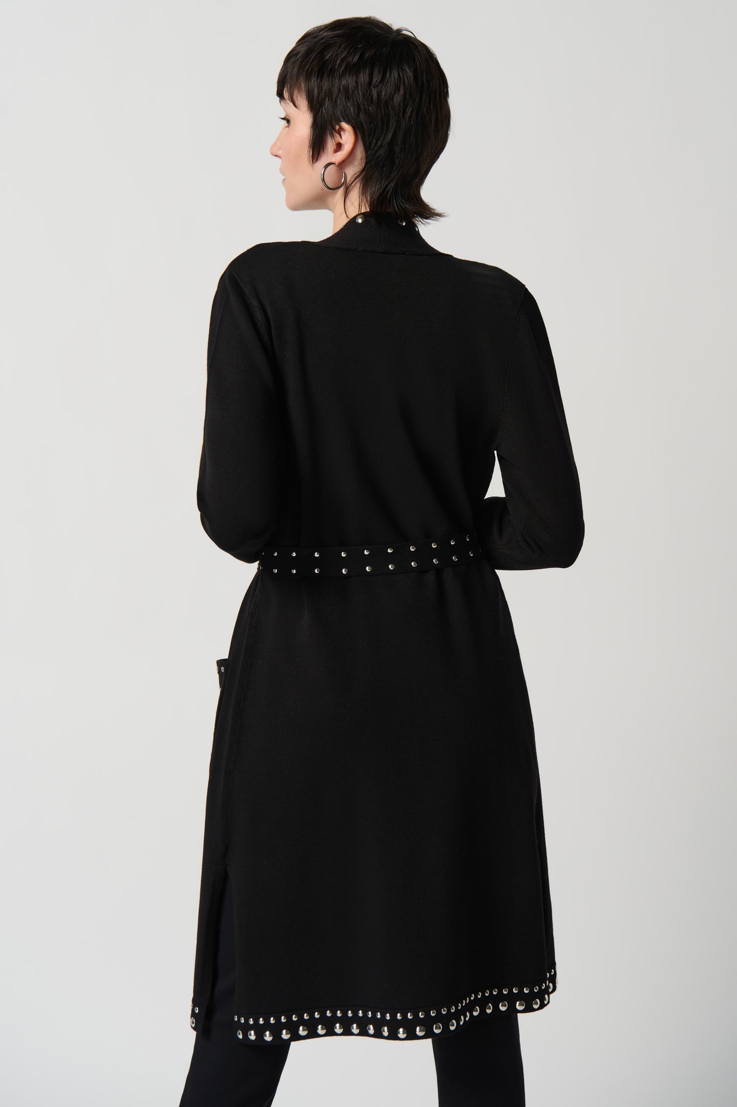 Joseph Ribkoff Sweater Knit Coat With V-Shape Neckline Black 234919-11
