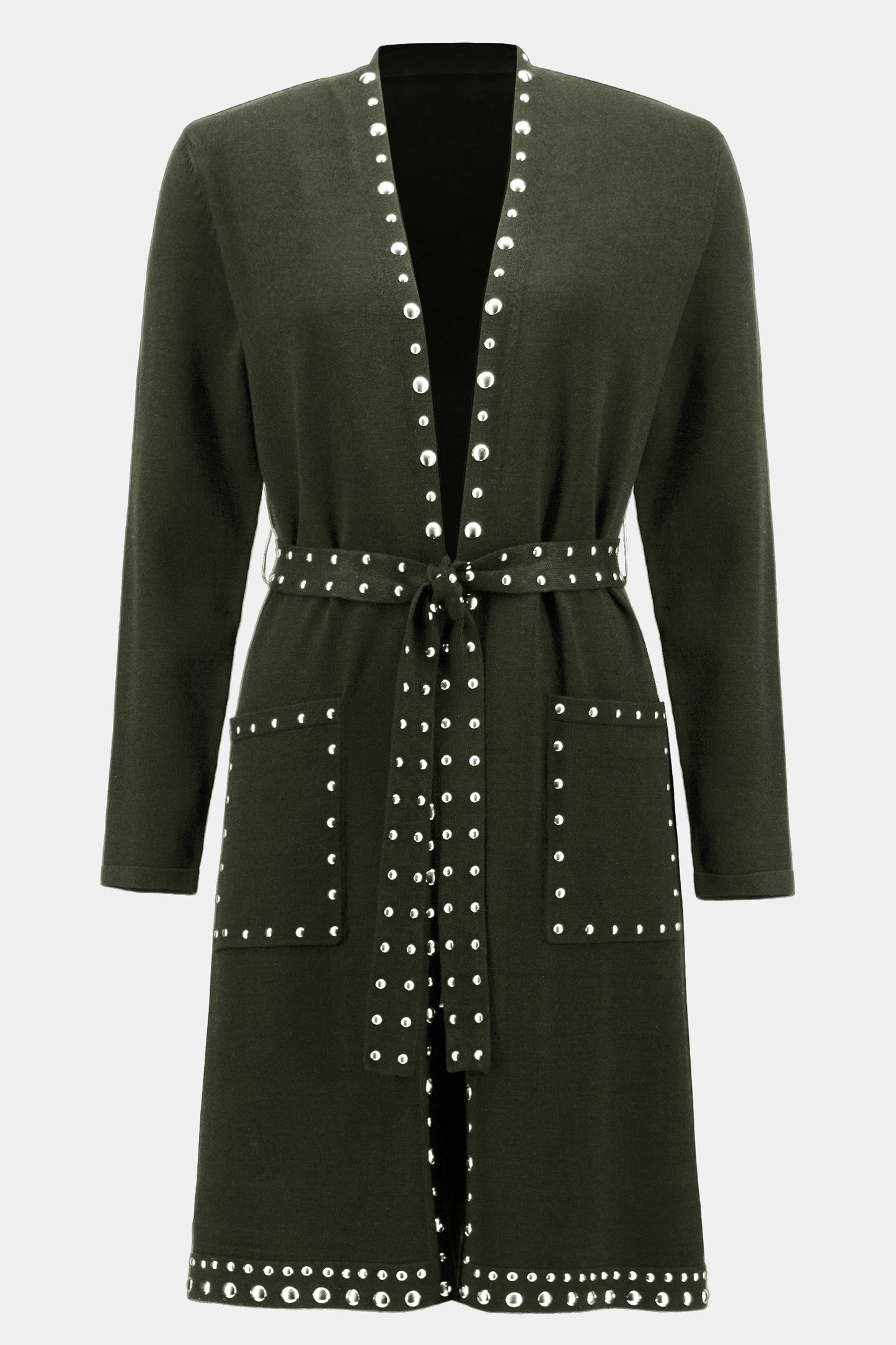 Joseph Ribkoff Sweater Knit Coat With V-Shape Neckline Iguana 234919-4276