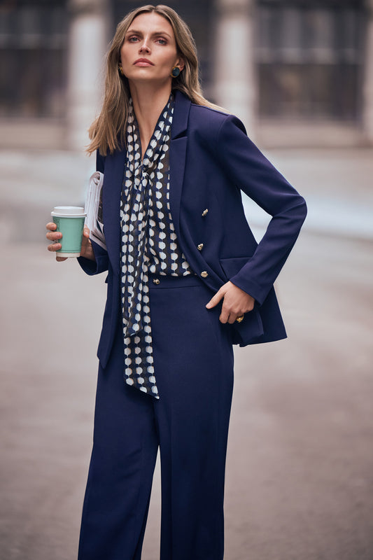 Joseph Ribkoff Scuba Crepe Fitted Blazer Indigo 263086