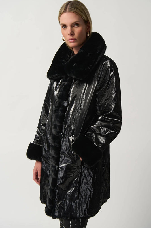 Joseph Ribkoff Faux Fur Reversible Puffer Coat Black 233900-11