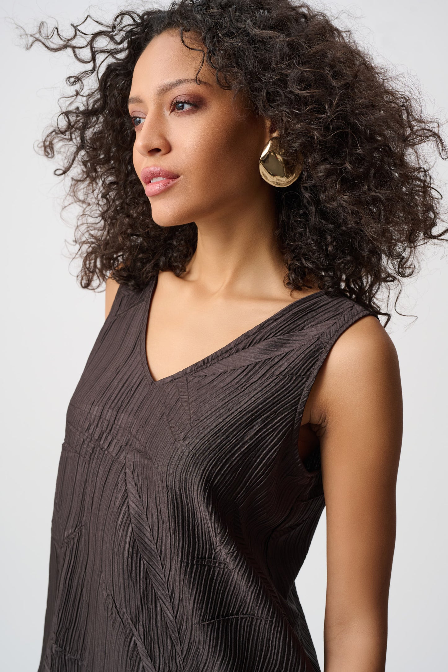 Joseph Ribkoff Pleated Satin Three Piece Set Mocha 263050/263051/263052