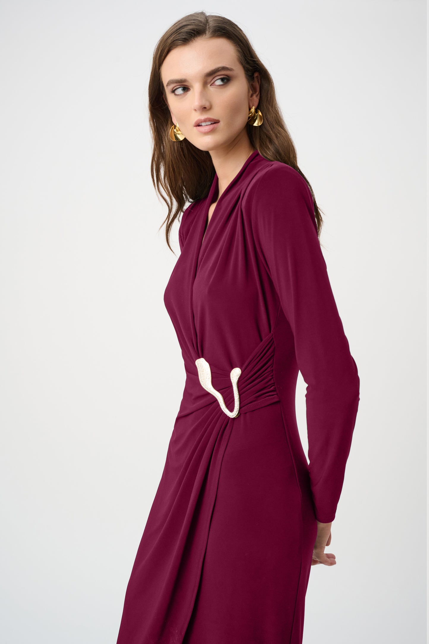 Joseph Ribkoff Signature | Silky Knit Sheath Wrap Dress Berry Burst 263709-4542