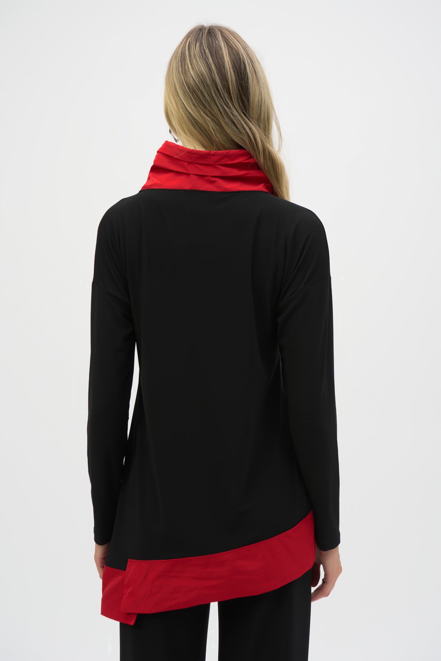 Joseph Ribkoff Silky Knit And Memory Asymmetrical Tunic Black/Lipstick Red 244234-3254