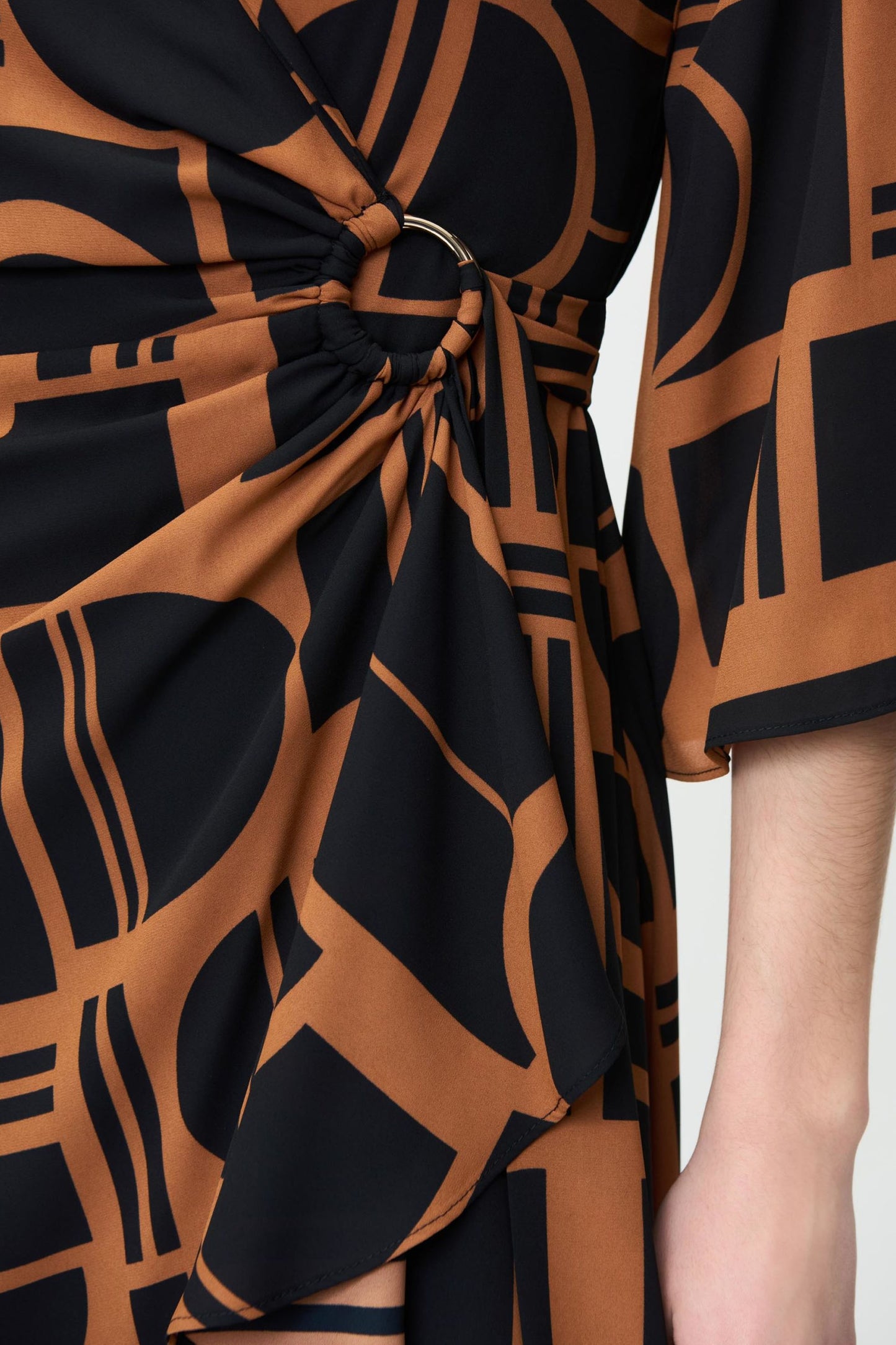 Joseph Ribkoff Abstract Print Wrap Dress Maple/Black 224086-3902