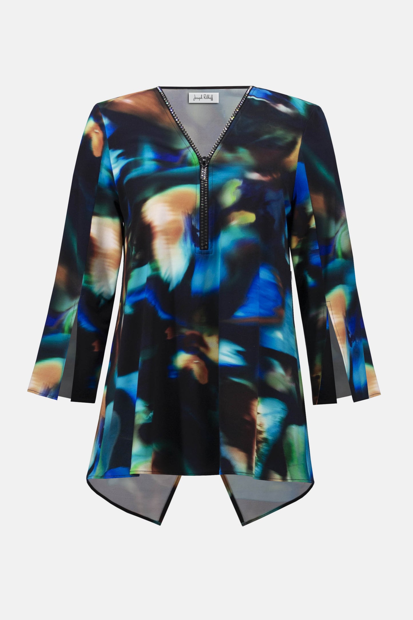 Joseph Ribkoff Silky Knit Abstract Print Fit and Flare Tunic Black/Multi 254204-178