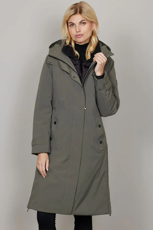 Junge Longline Waterproof Mira Coat Olive 0225-1095-88-45