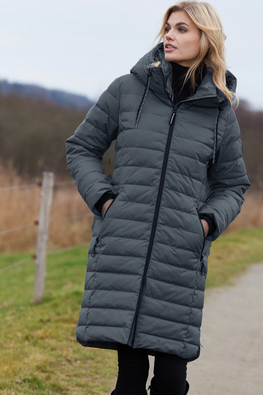 Junge Longline Merete Sorona Insulation Coat - Dove Blue - 0225-2085-86-58