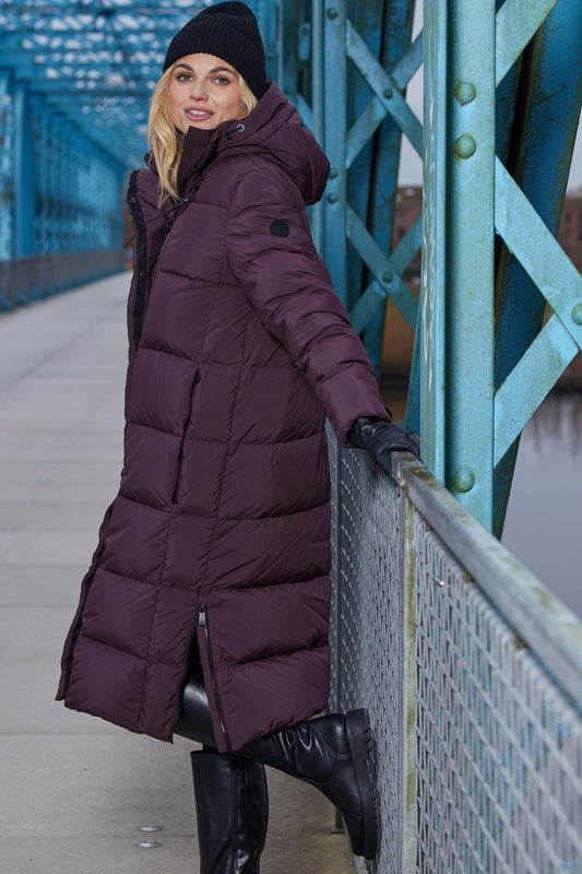 Junge Longline Down Molly Coat - Wine - 0225-1036-52-38