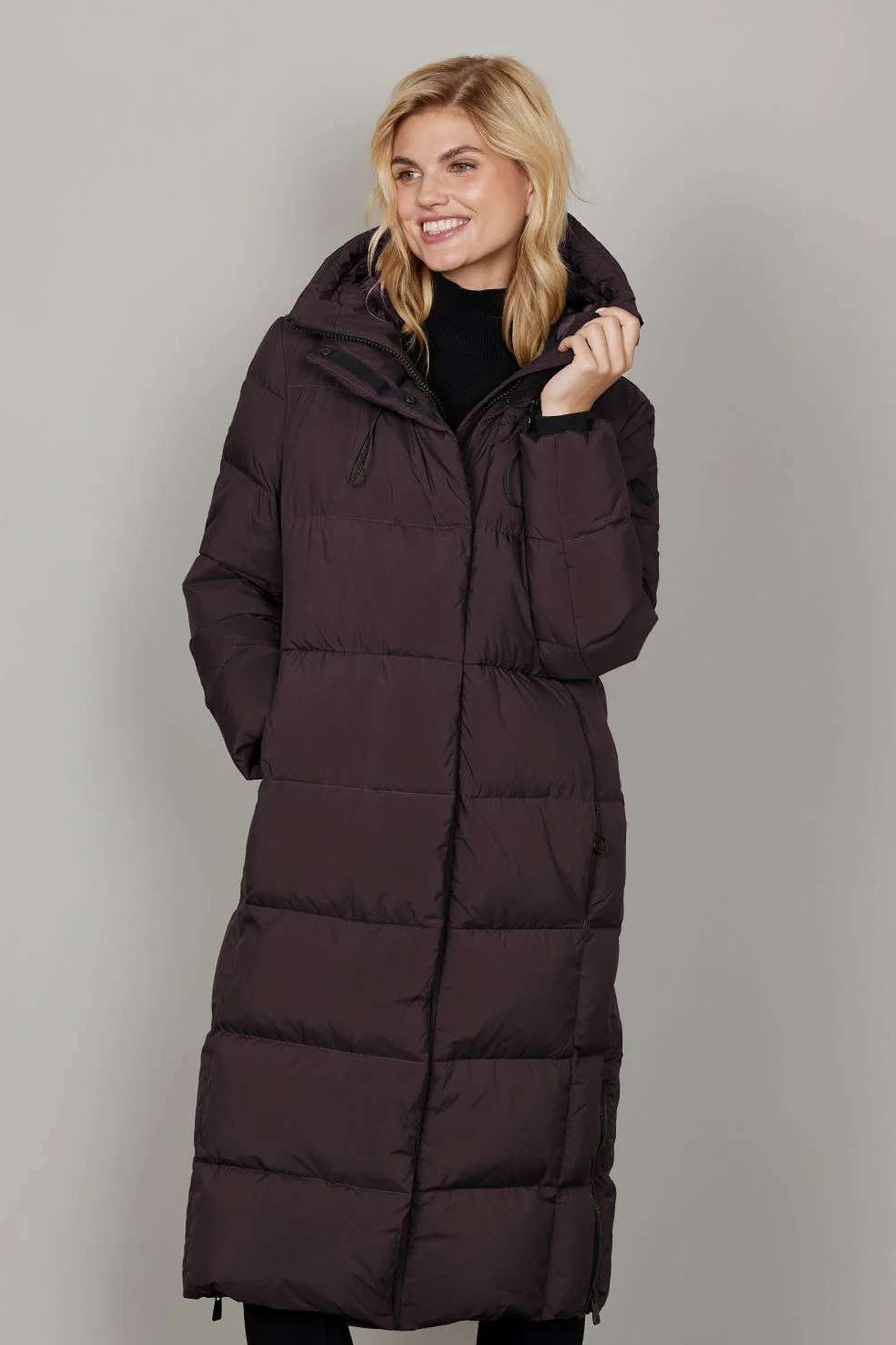Junge Longline Down Molly Coat - Wine - 0225-1036-52-38