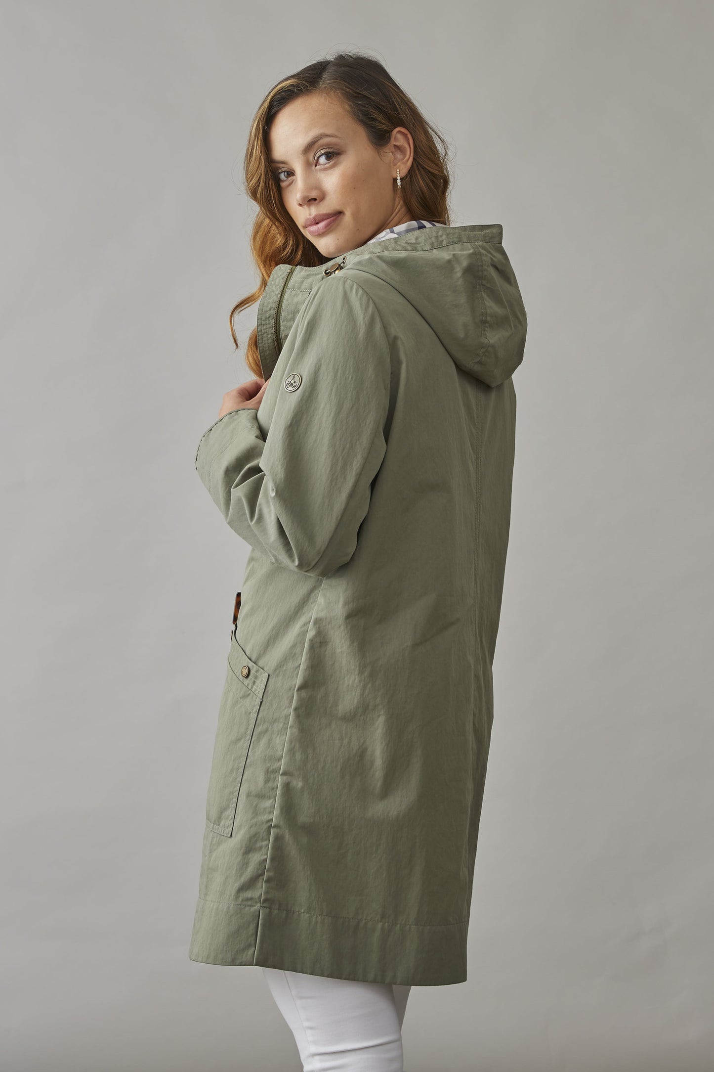 Junge Checked Detail Laila Quilted Jacket Olive 0125-2816-46-45