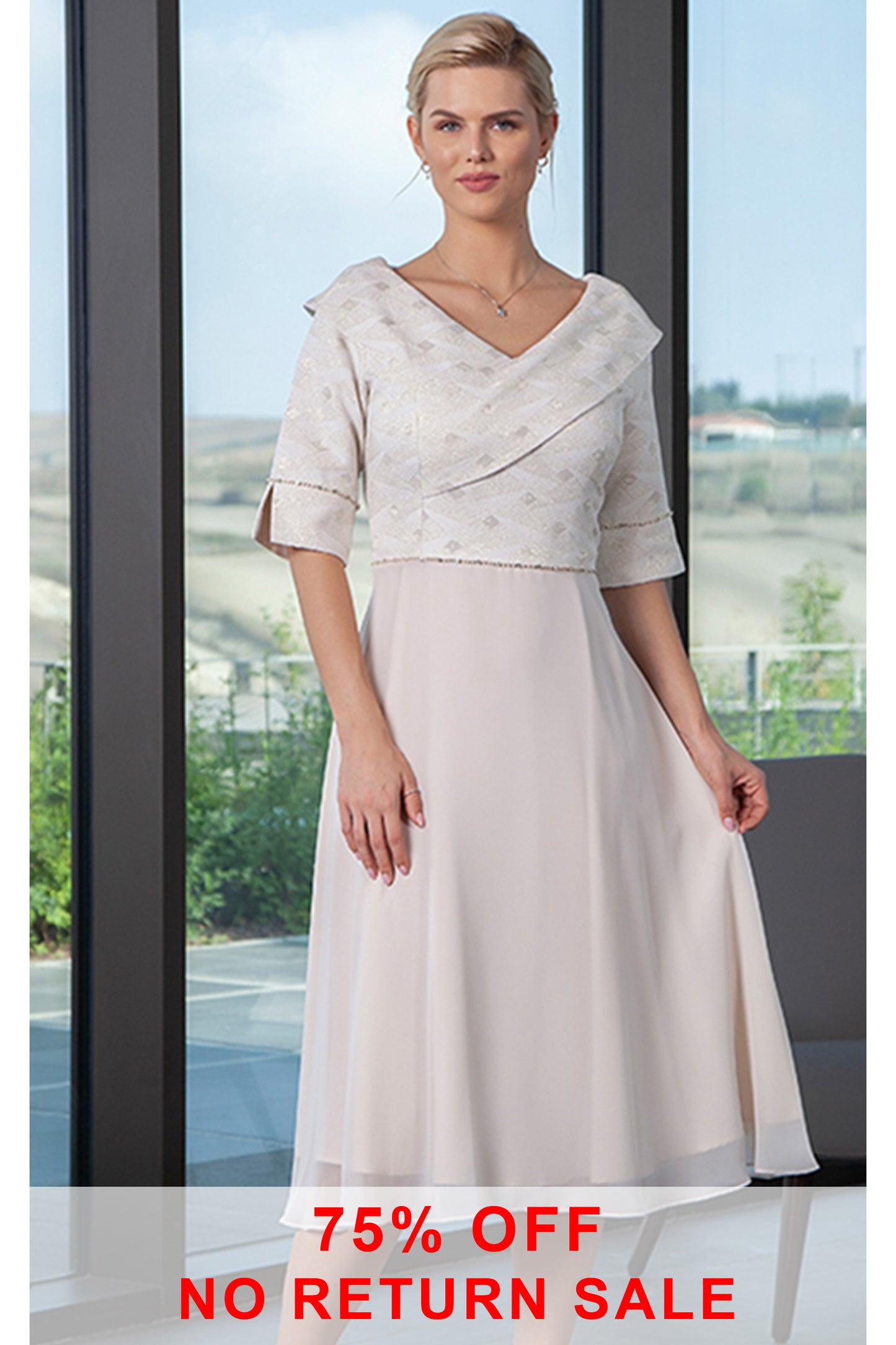 Lizabella Textured Diamanté Detail Dress Gold L-20SS-2045-02