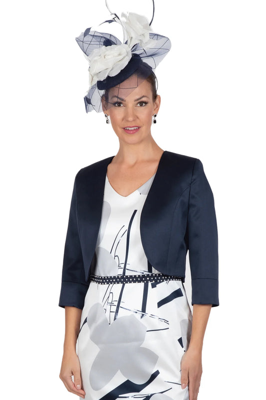 Lizabella Abstract Print Dress & Jacket Navy/Multi L-22SS-1290-05