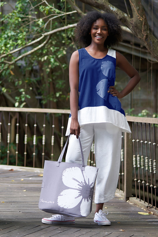 Tara Vao Printed Sleeveless Top Navy/Off White Lolita 3084