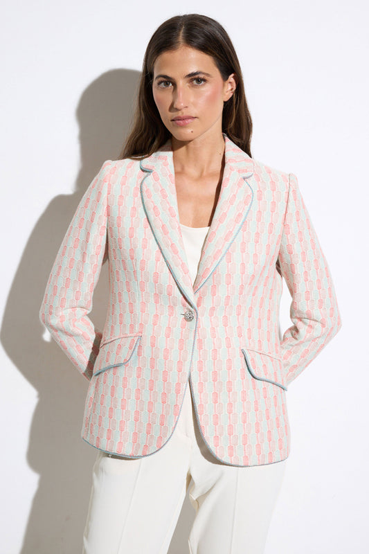 Bariloche Geometric Print Blazer Aqua Maceira