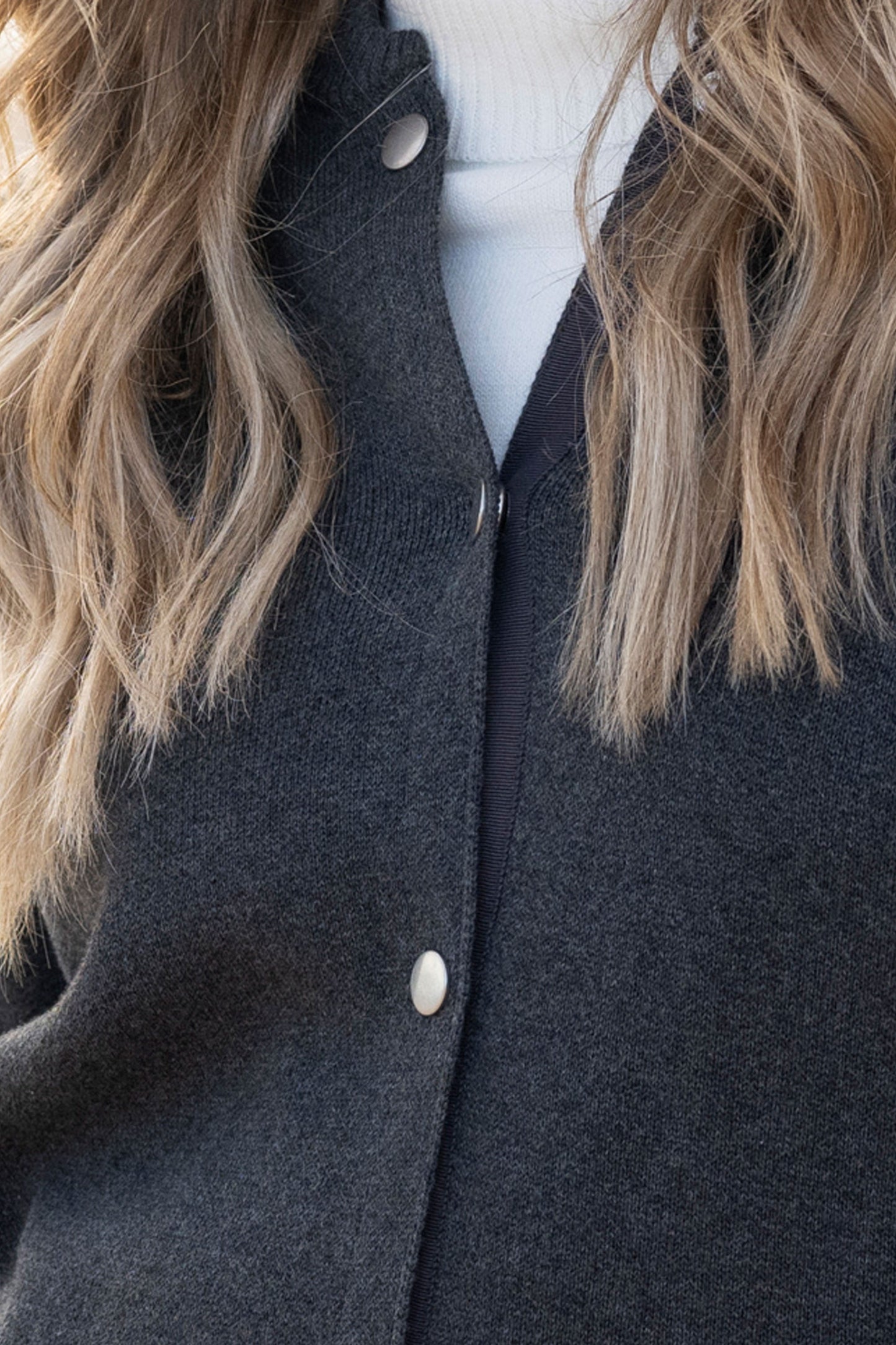 Marble Button Close Cardigan Charcoal 7797-105