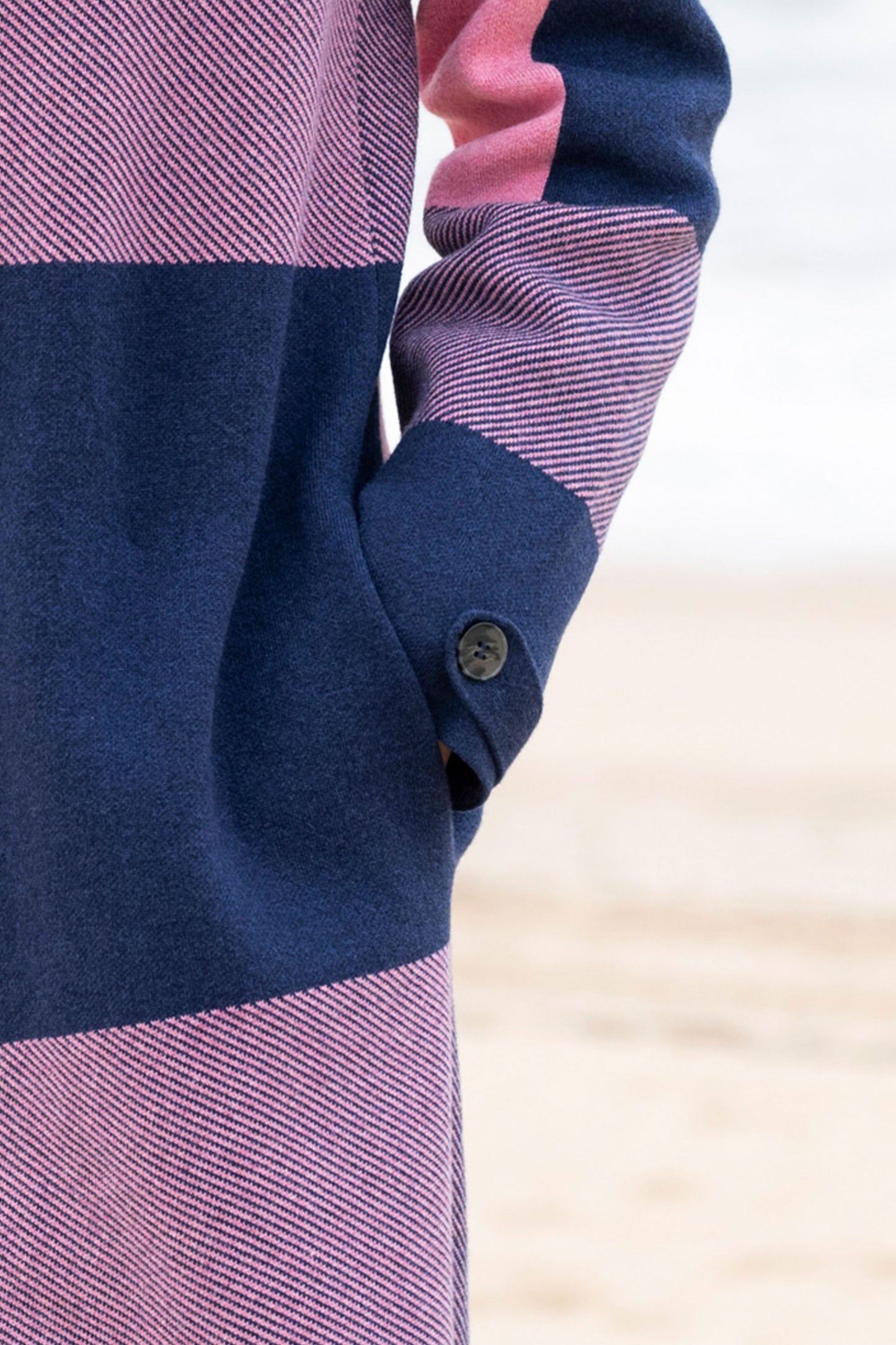 Marble Large Checked Cardigan - Pink/Navy - 8110-230