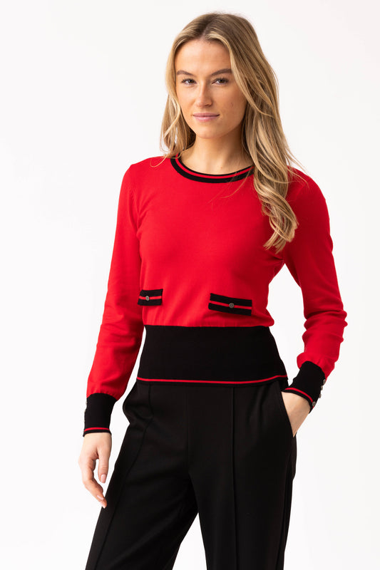 Marble Pocket Detail Sweater Red 8000-109