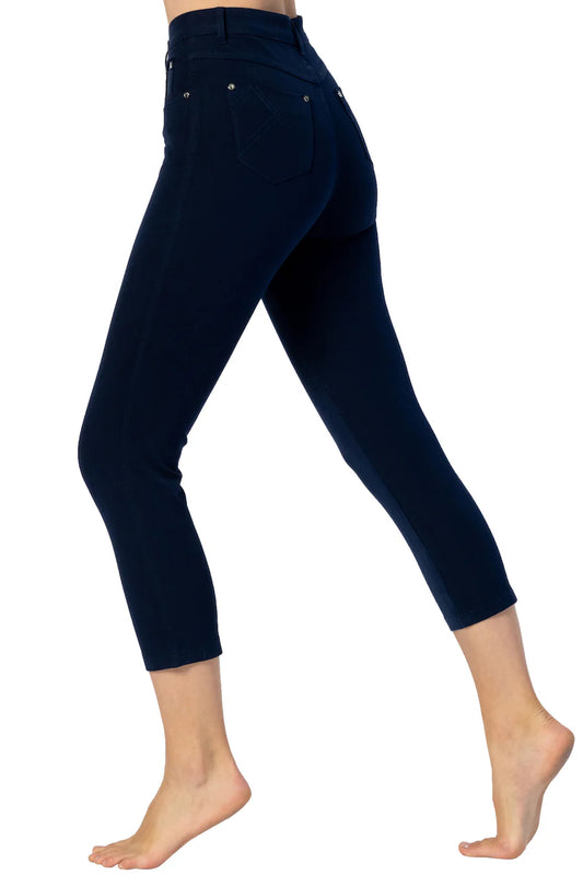 Marble Mid Calf Skinny Jeans Navy 2412-103