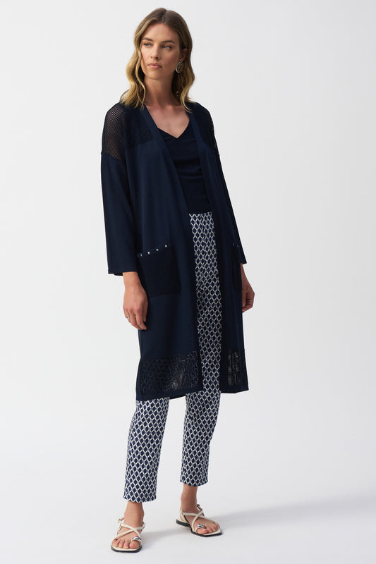 Joseph Ribkoff Sweater Knit Cover-Up With Pointelle Detail Midnight Blue 251926-2166