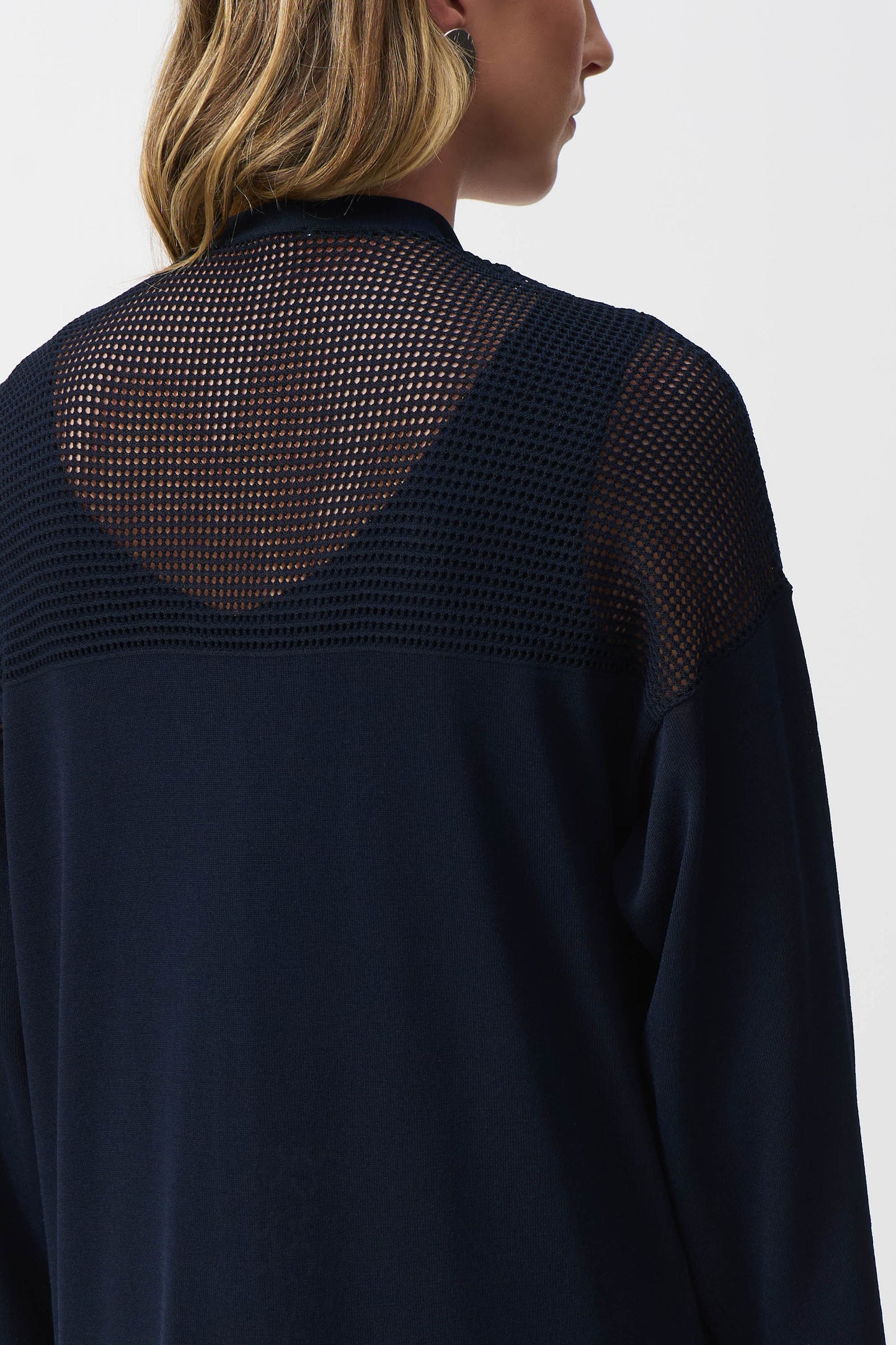 Joseph Ribkoff Sweater Knit Cover-Up With Pointelle Detail Midnight Blue 251926-2166