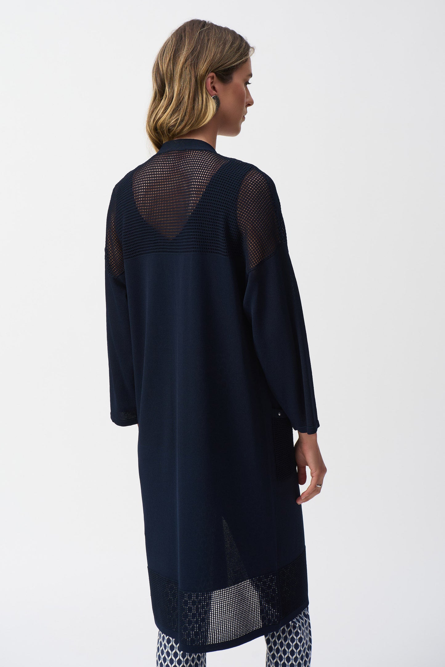 Joseph Ribkoff Sweater Knit Cover-Up With Pointelle Detail Midnight Blue 251926-2166