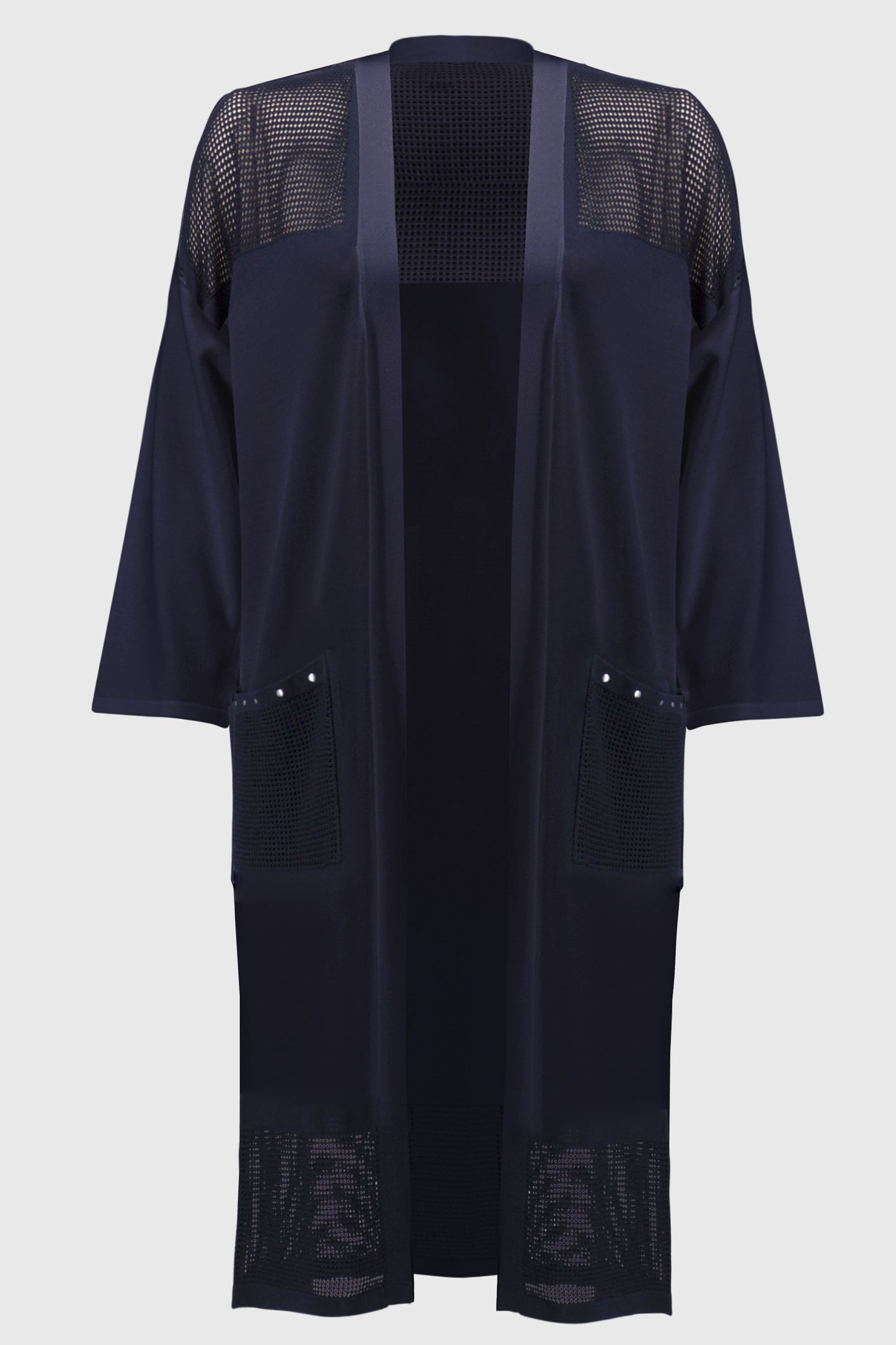 Joseph Ribkoff Sweater Knit Cover-Up With Pointelle Detail Midnight Blue 251926-2166