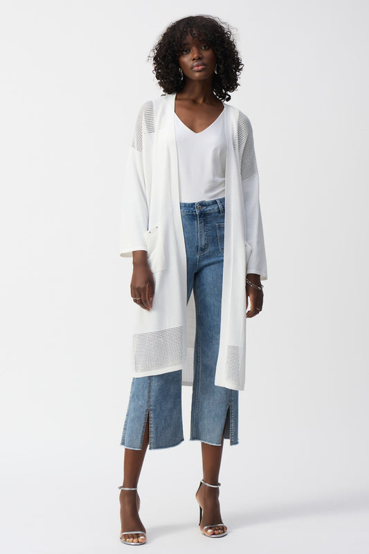 Joseph Ribkoff Sweater Knit Cover-Up With Pointelle Detail Vanilla 251926-1761