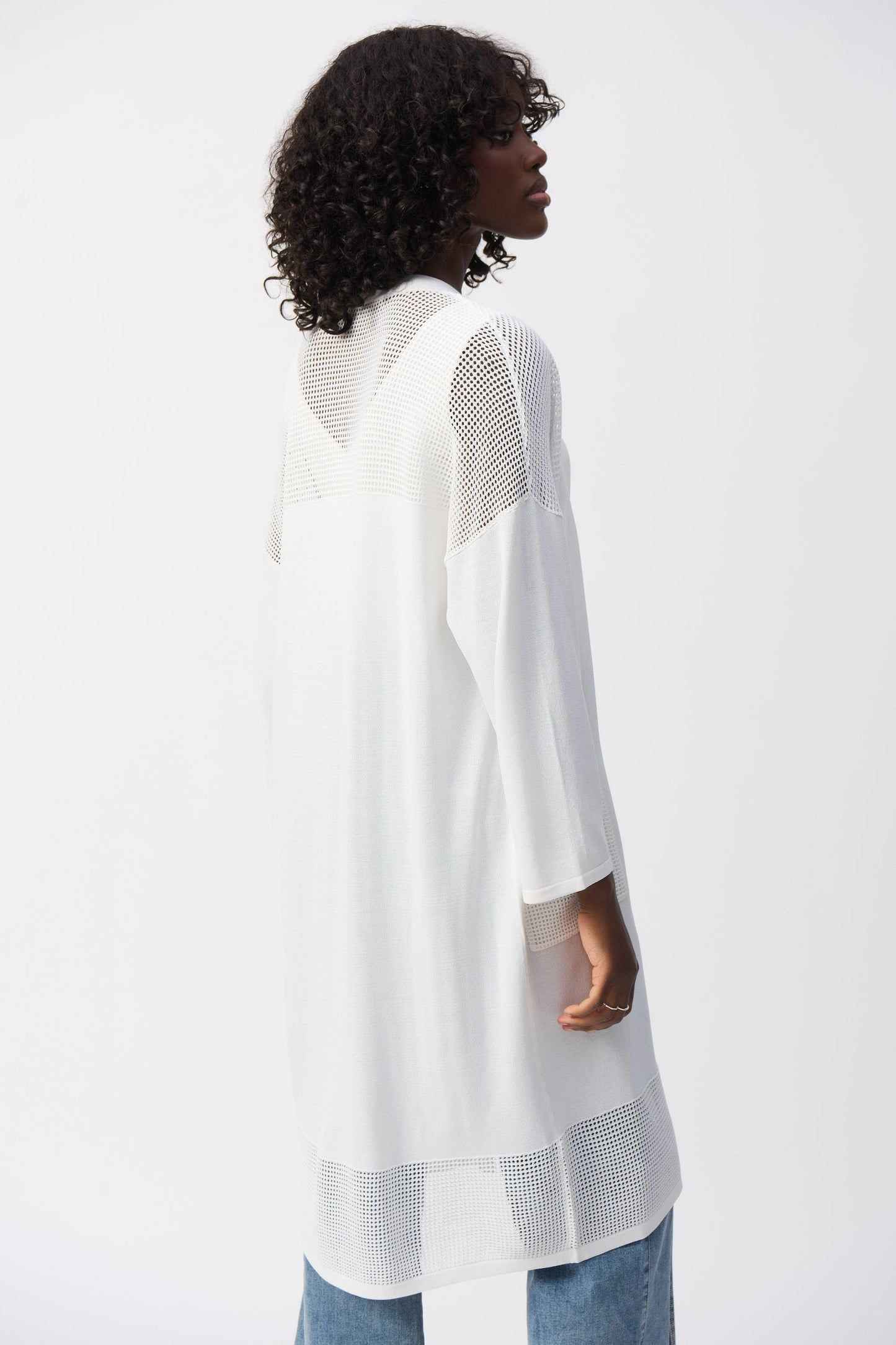 Joseph Ribkoff Sweater Knit Cover-Up With Pointelle Detail Vanilla 251926-1761
