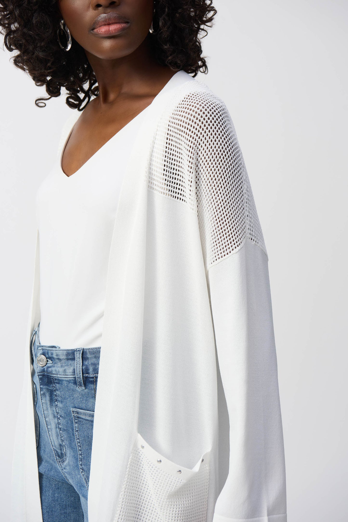 Joseph Ribkoff Sweater Knit Cover-Up With Pointelle Detail Vanilla 251926-1761