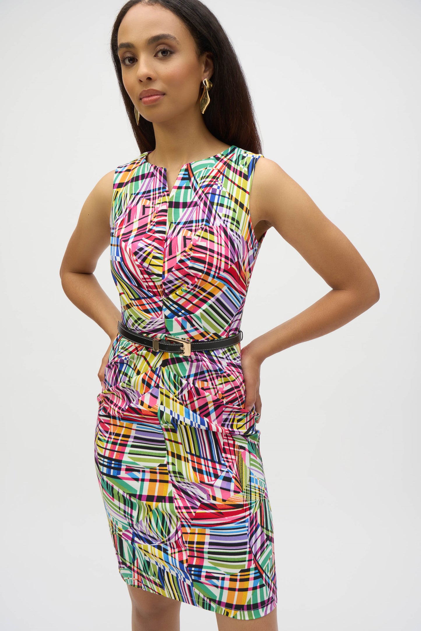 Joseph Ribkoff Millennium Abstract Print Sheath Dress Black/Multi 252201-178