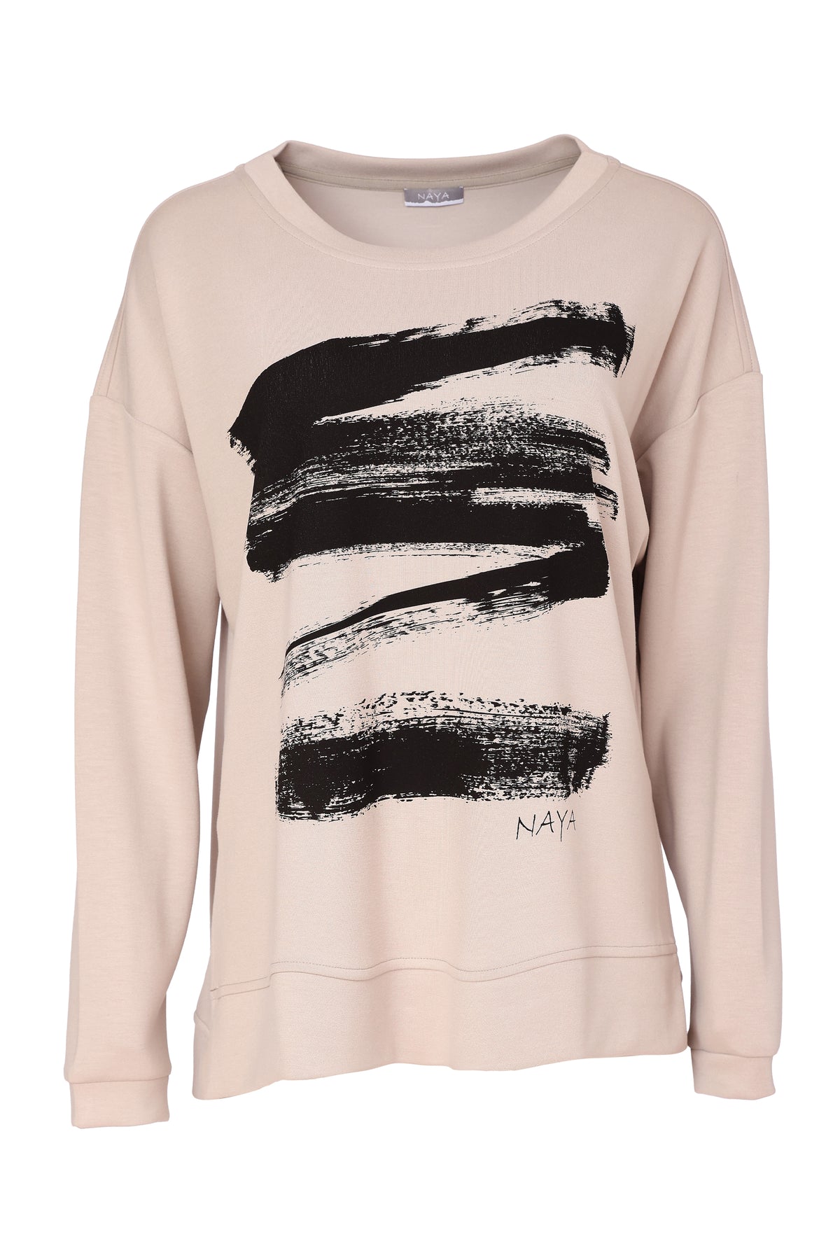 Naya Brush Stroke Print Top Mink/Black NAW26146-769