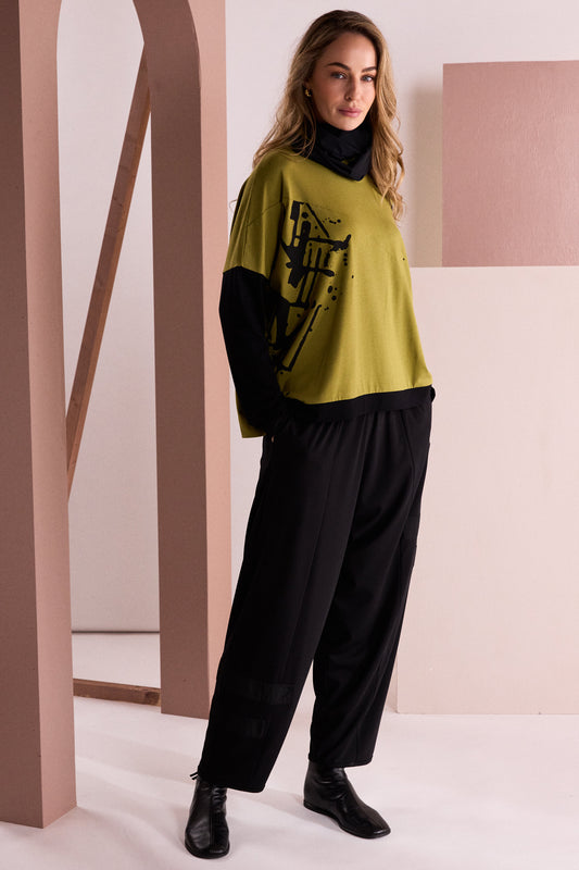 Naya Pull Up Trouser With Layed On Bands Black NAW26246-09