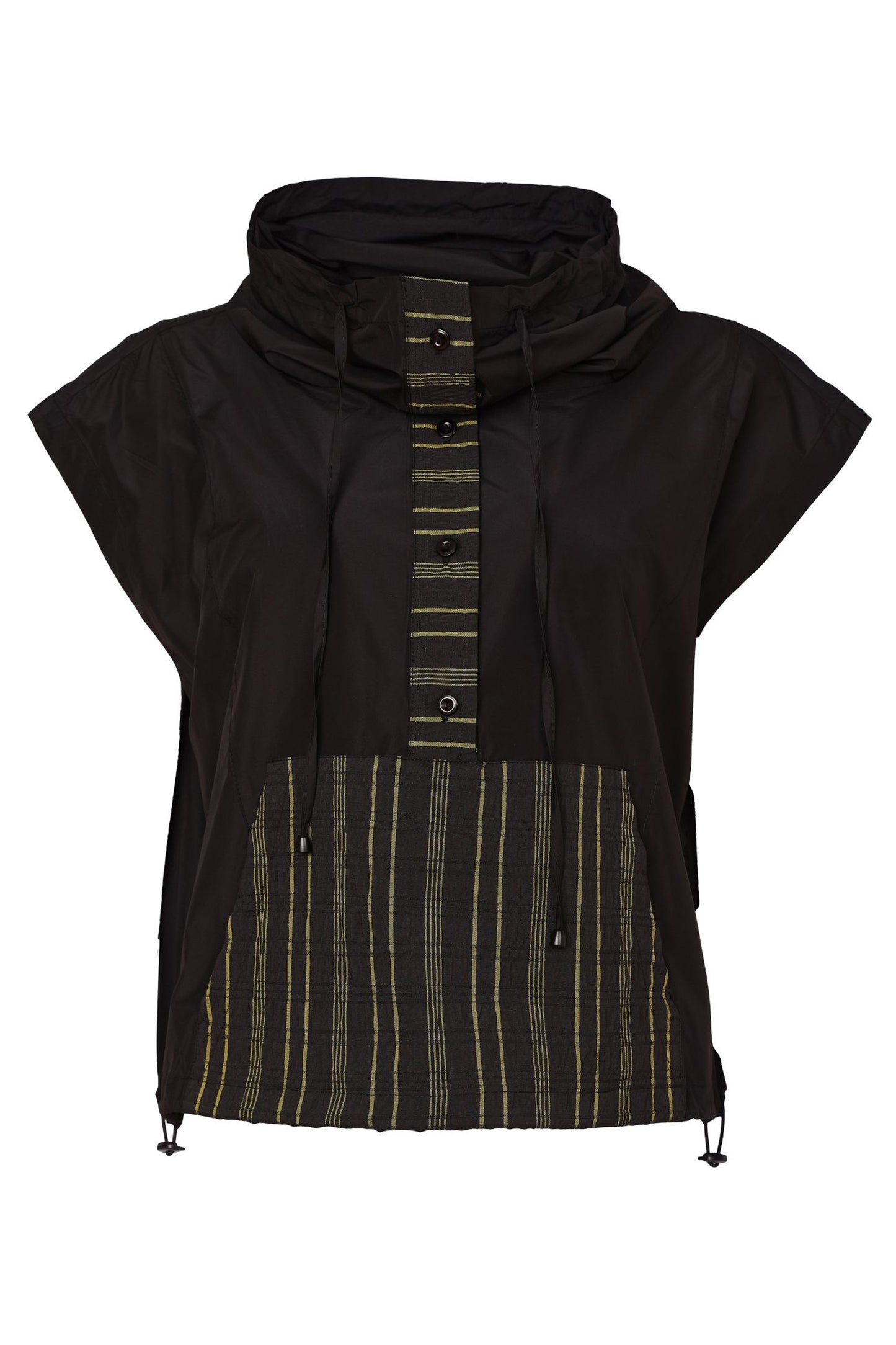 Naya Drawstring Neckline Top Black/Avocado NAW26198-953