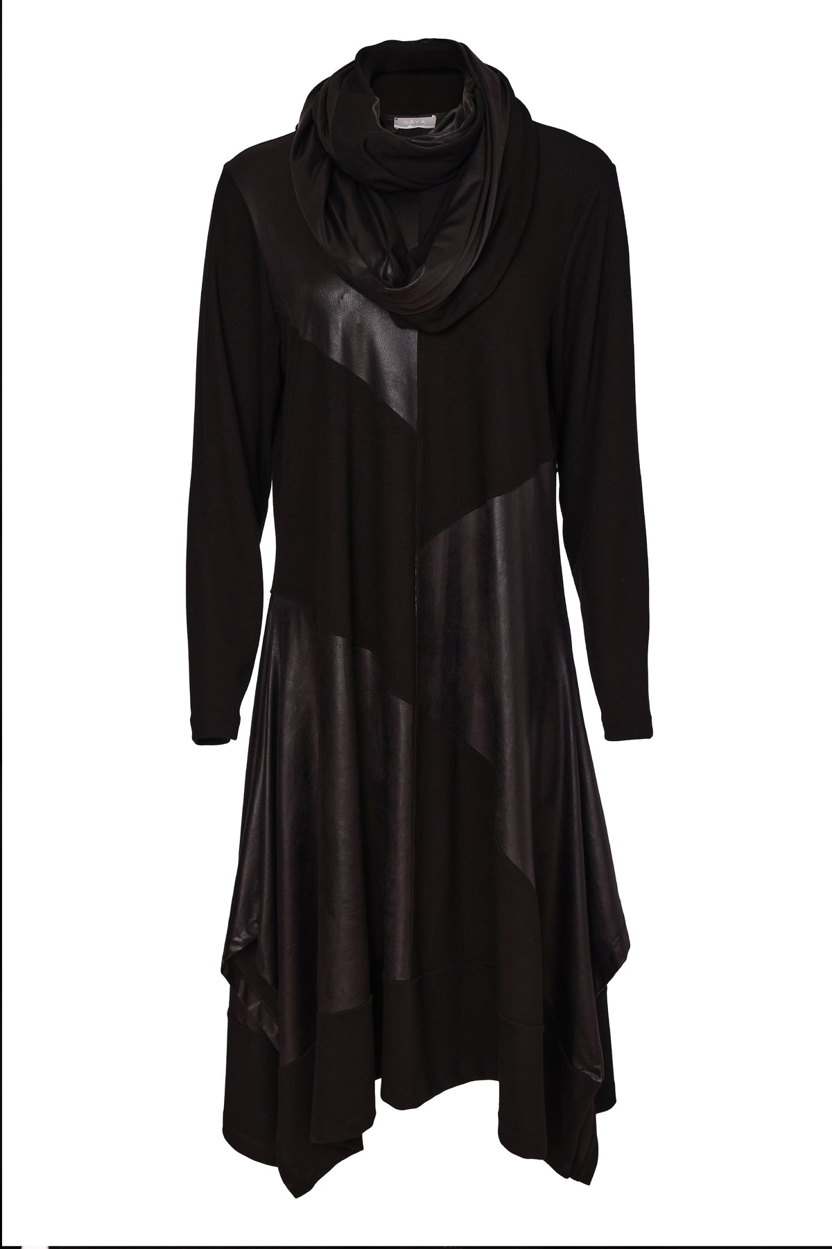 Naya Dress With Leatherette Section & Neckpiece Black NAW26158-09