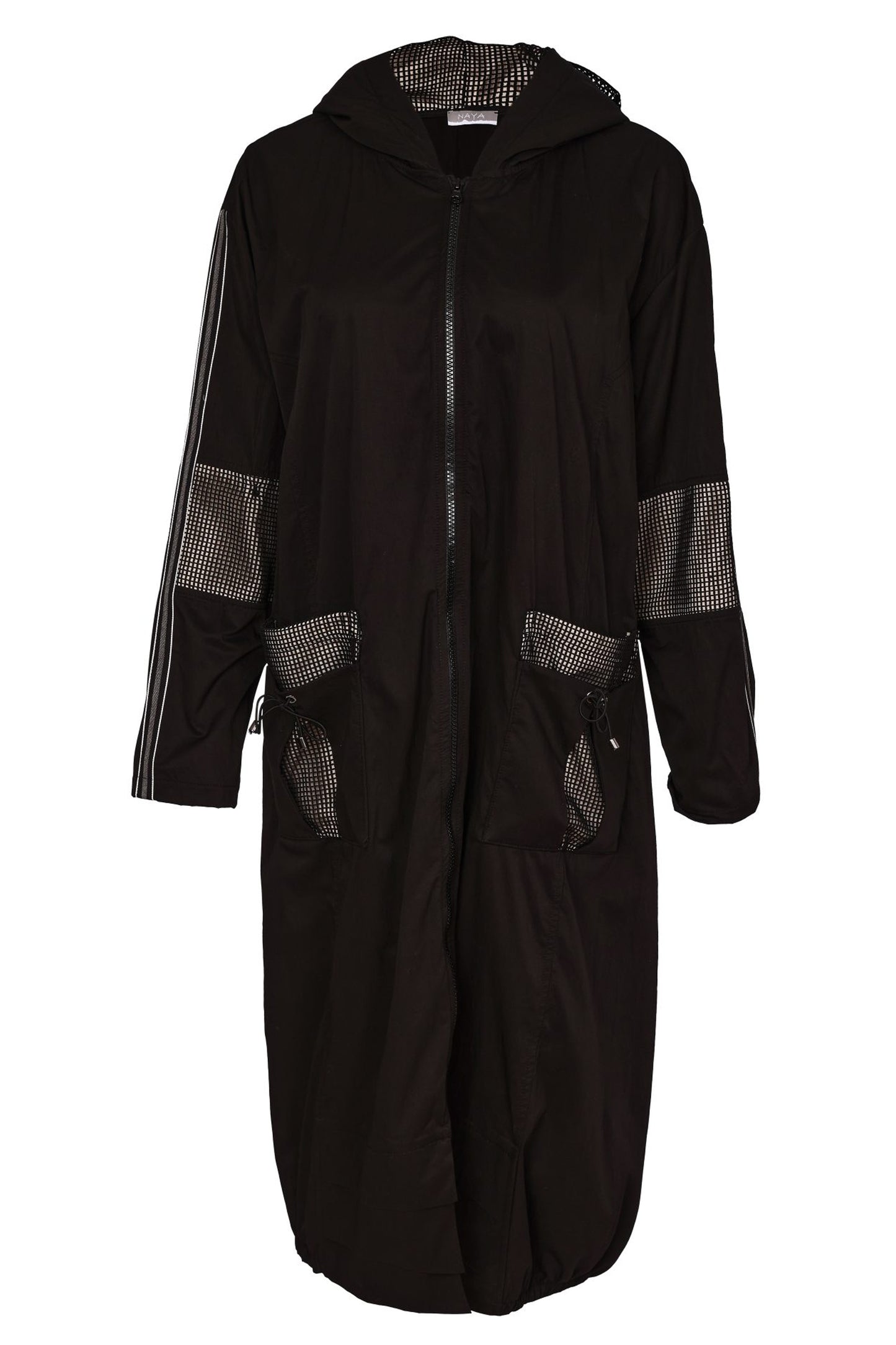 Naya Hooded Coat With Mesh Insets Black/Stone NAW26190-902