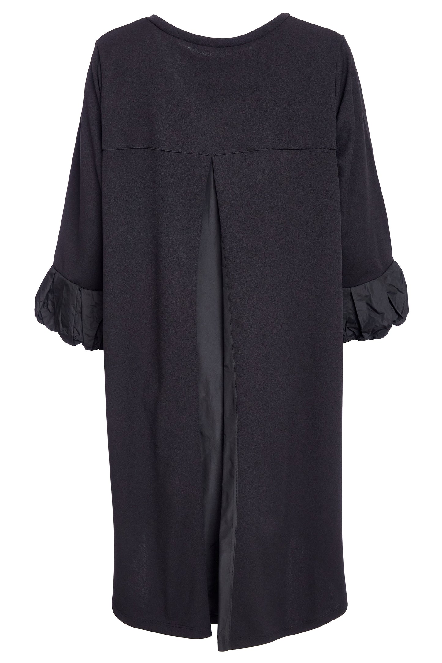 Naya Curved hemline tunic top with contrast ruched cuff Black NAW25305-09