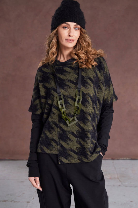 Naya Hounds Tooth Knit Sweater Moss NAW25244-52