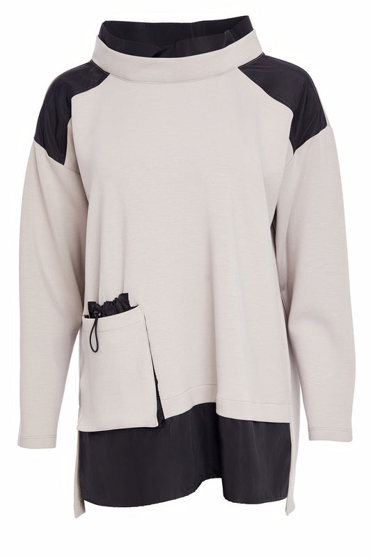 Naya Soft Sweatshirt with Contrast Taupe & Black NAW25127-779