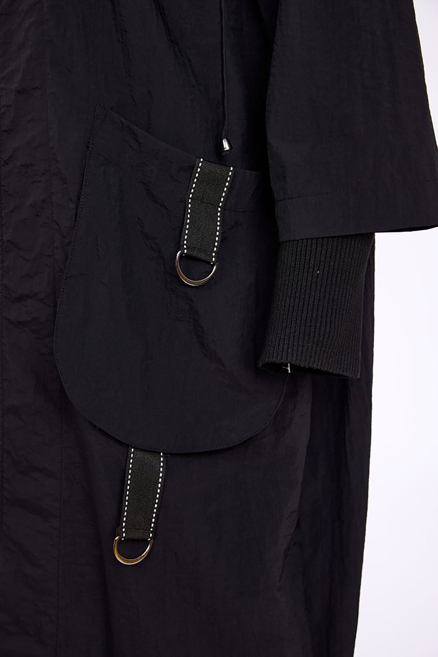 Naya Hooded Coat With D Ring Trim Black NAS26170-09