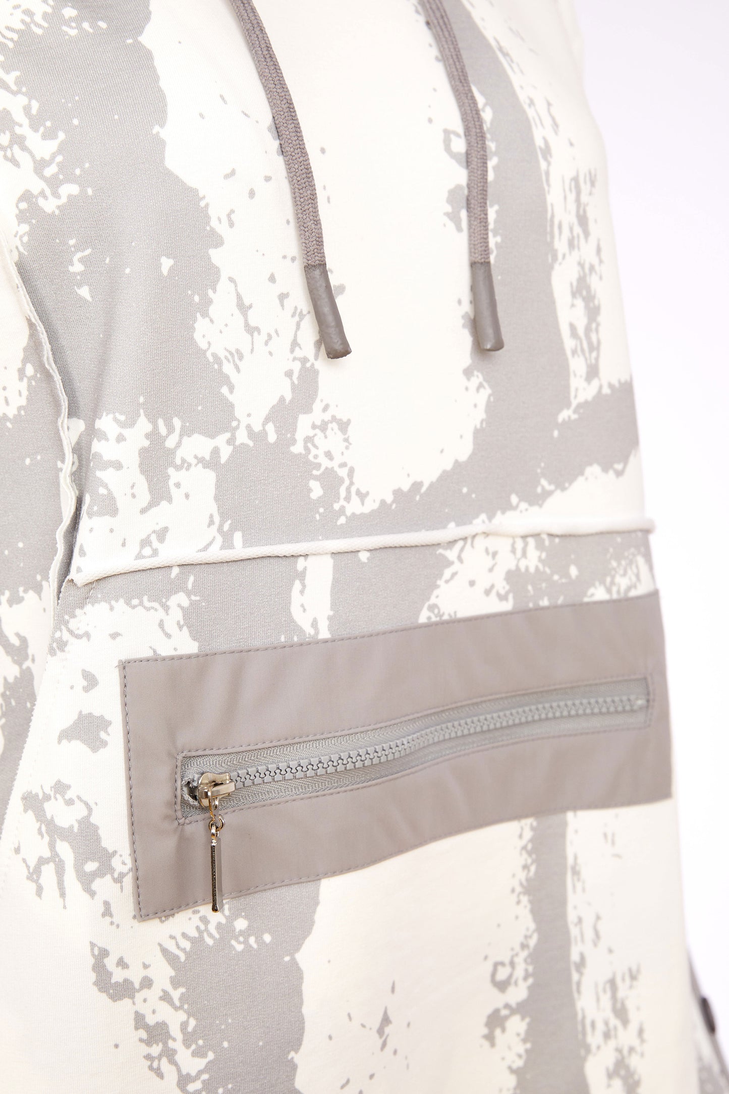 Naya Graphic Print Hooded Top Off White & Taupe NAS26247-171
