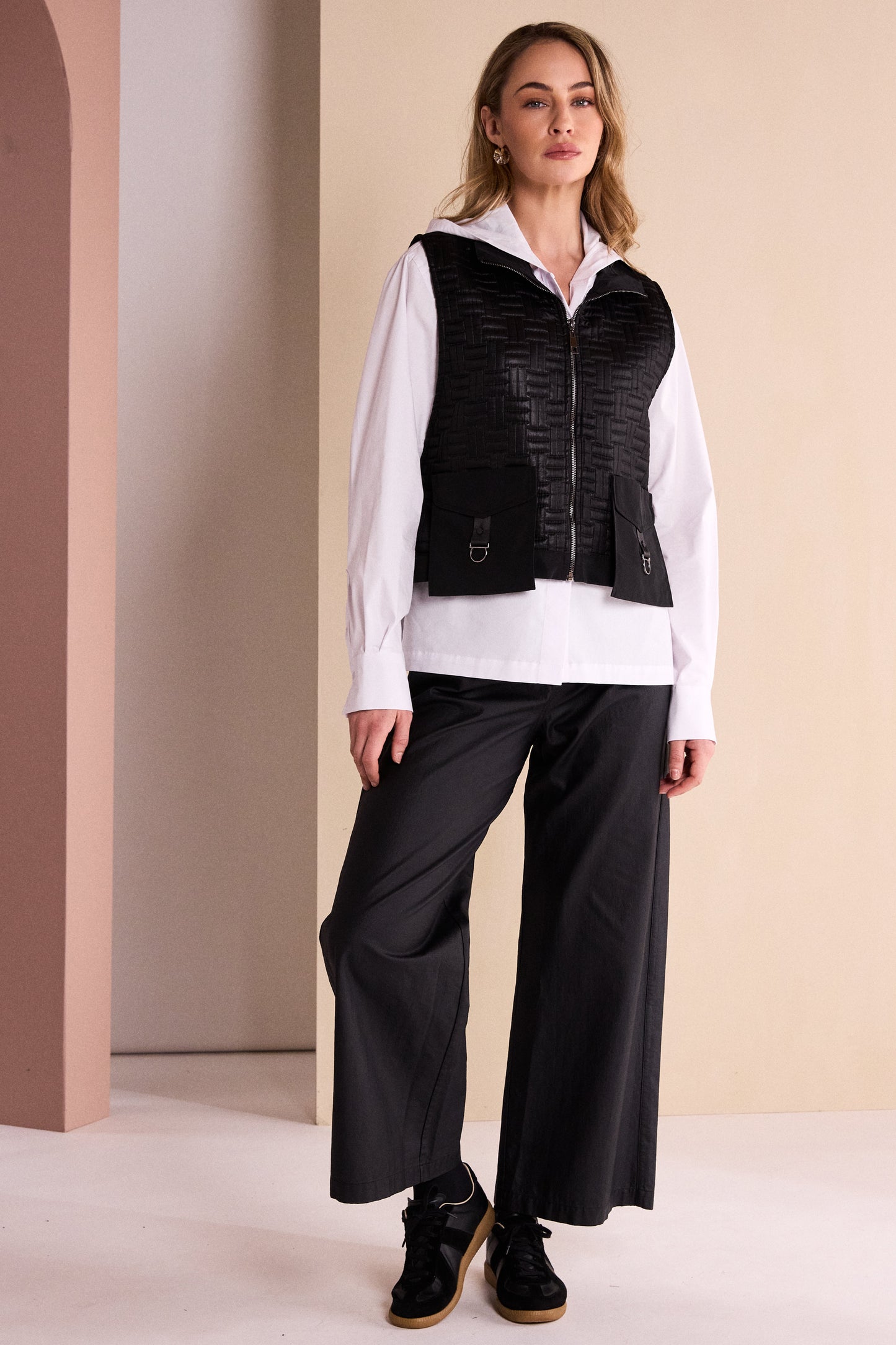 Naya Quilted Pocket Detail Waistcoat Black NAW26179-09