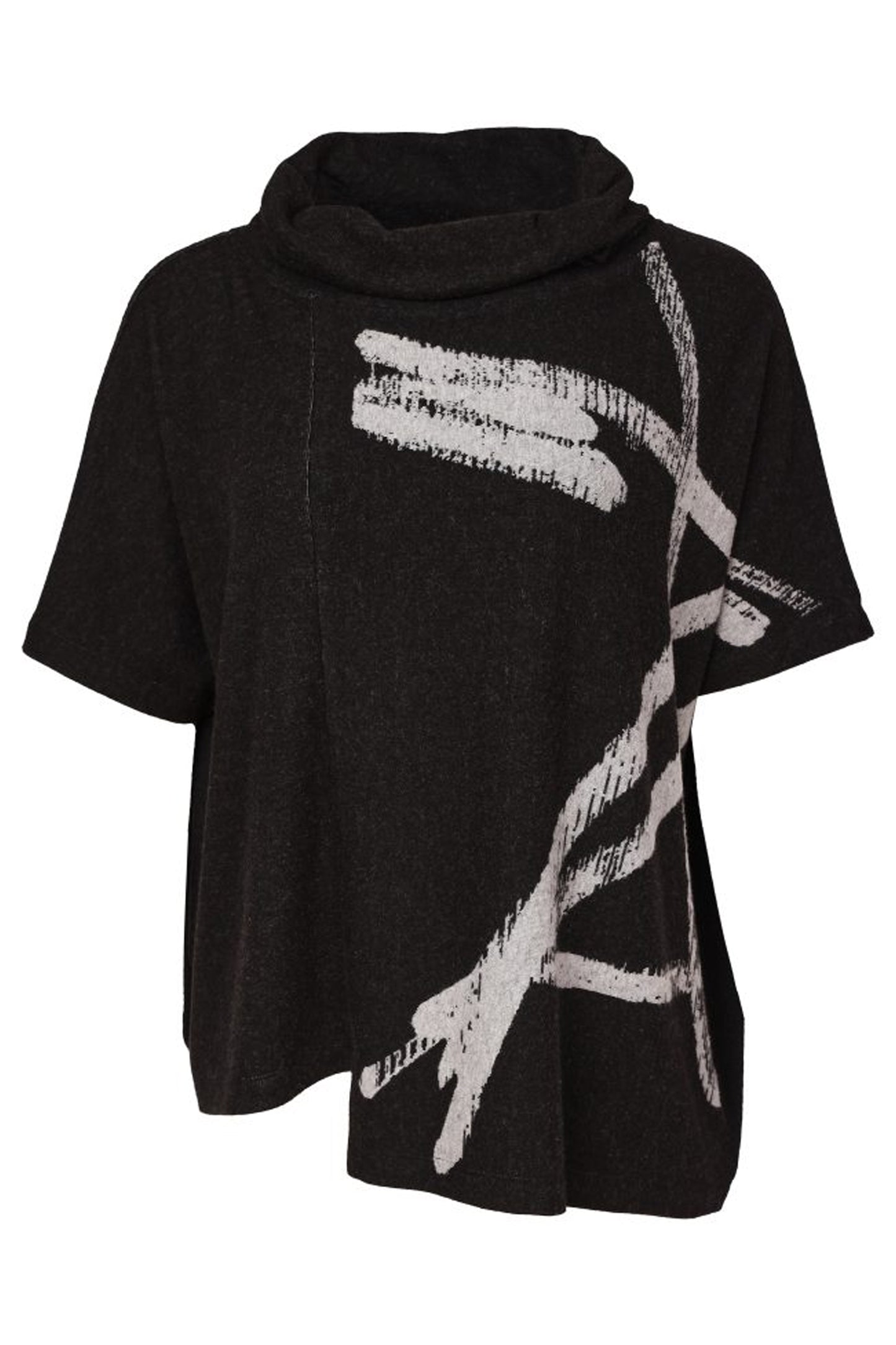 Naya Brush Stroke Print Top Black/Silver NAW26204-985