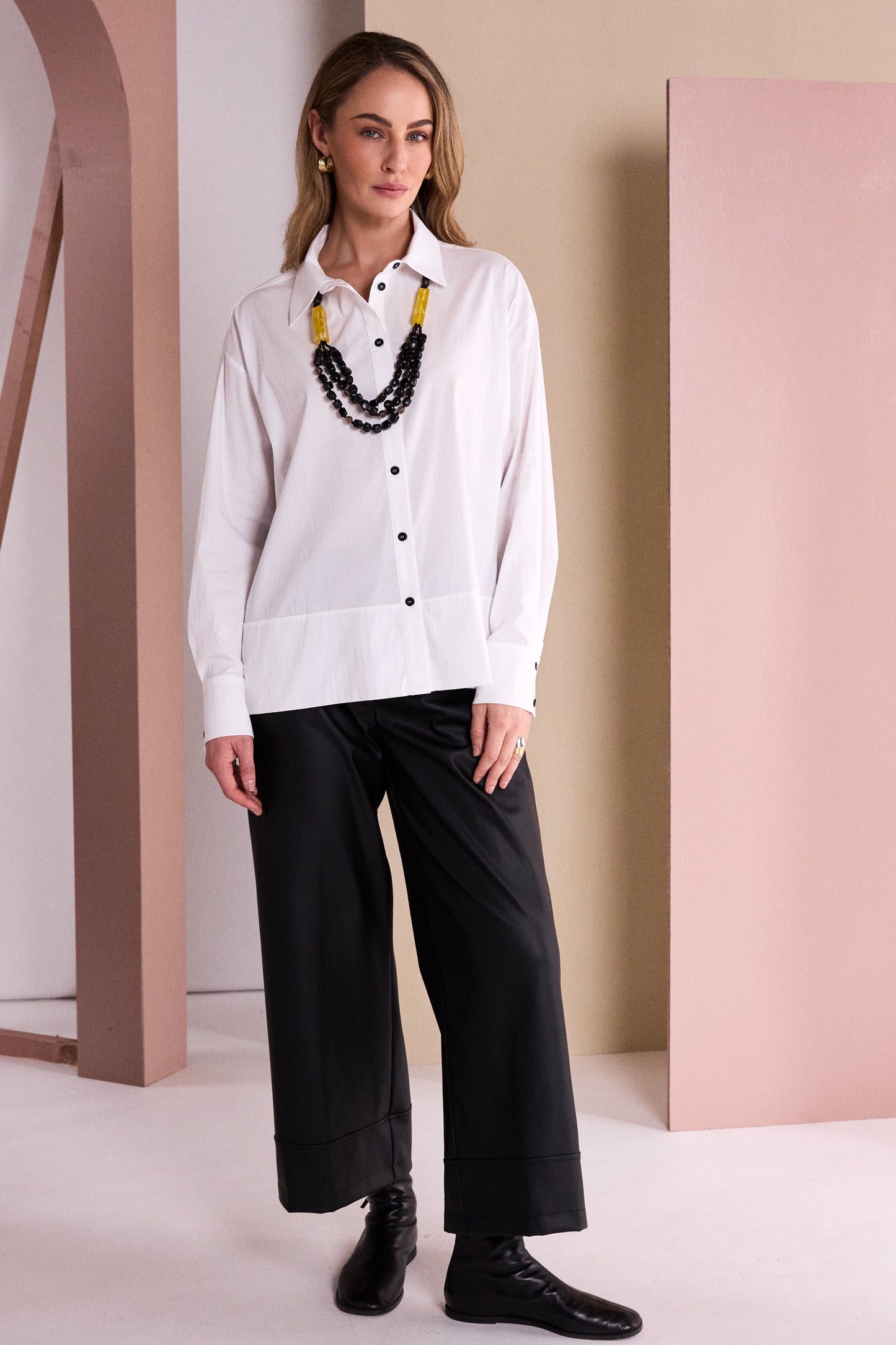 Naya Print Back Shirt White/Black NAW26225-109