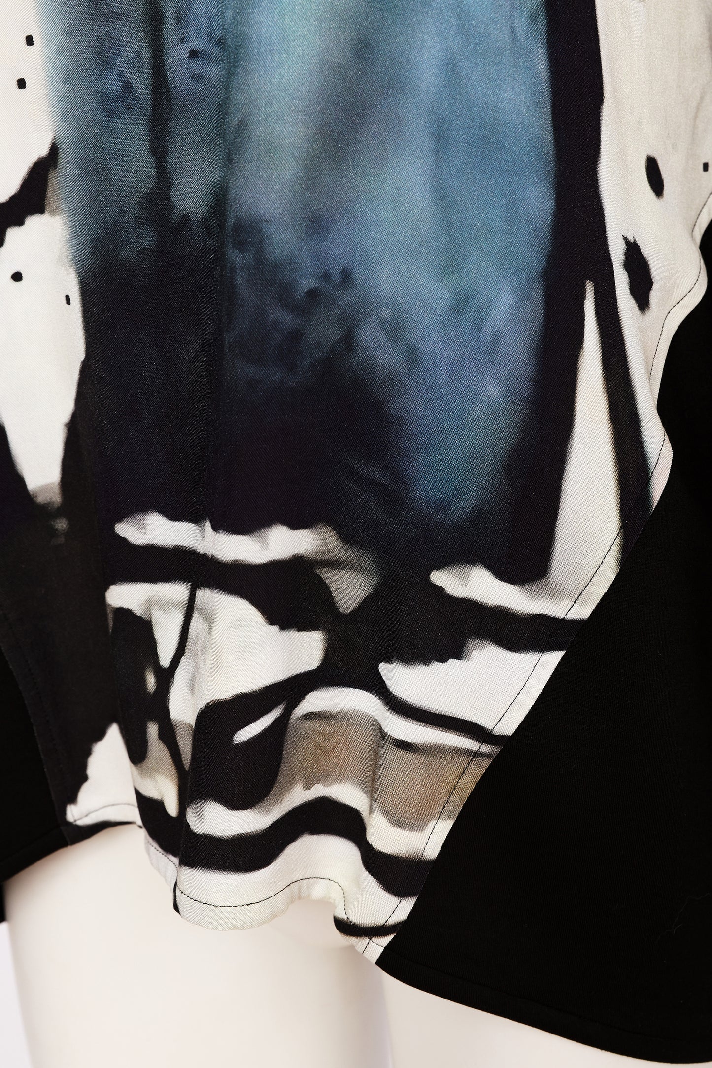 Naya Print Top With Contrast Sleeve Black/Turquoise NAW26321-962