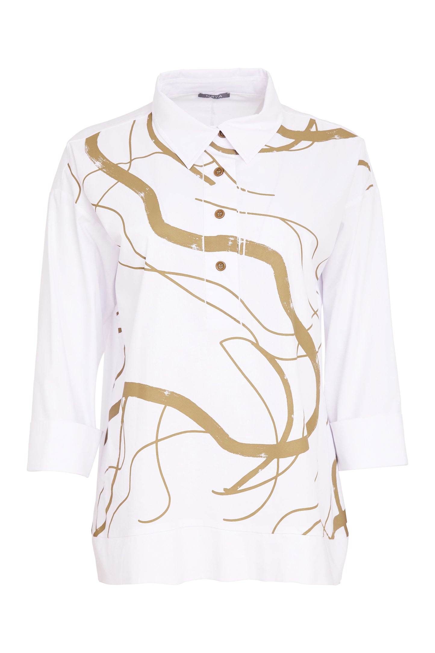 Naya Print Top With Contrast Hem White NAS26215-175