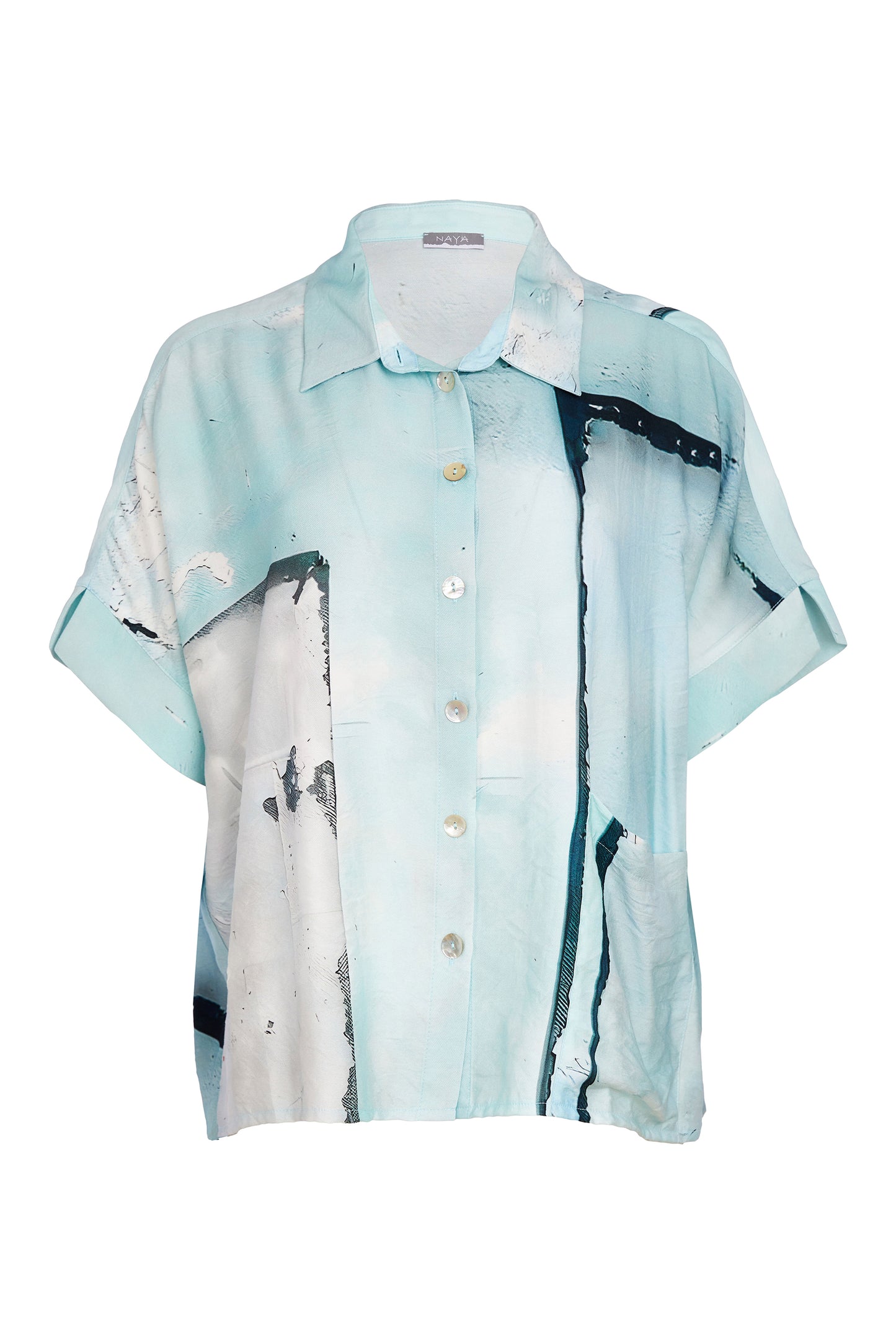 Naya Square Shape Faded Print Shirt Mint NAS26300-54
