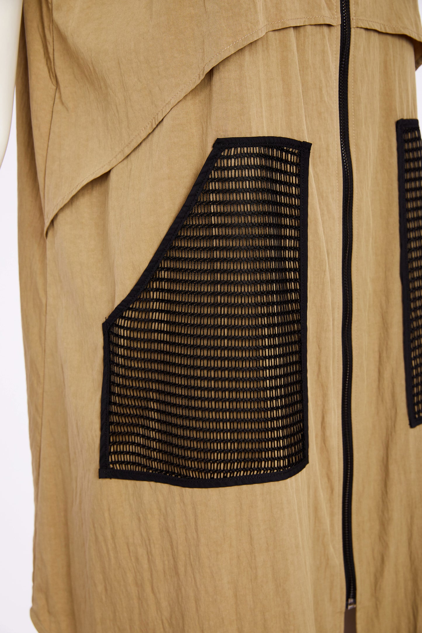 Naya Zipped Long Line Waistcoat Tan NAS26219-75