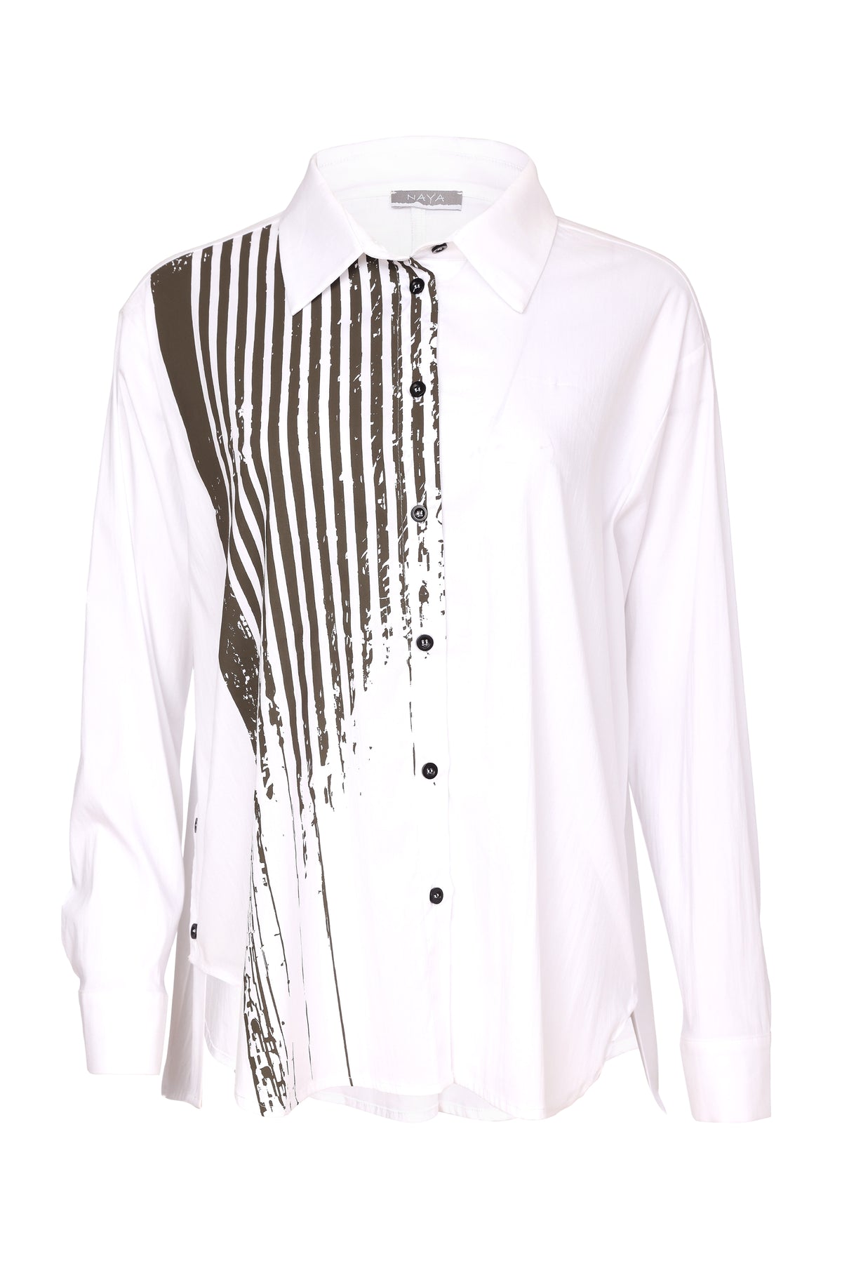 Naya Print Button Through Shirt Black/Thyme NAW26215-151