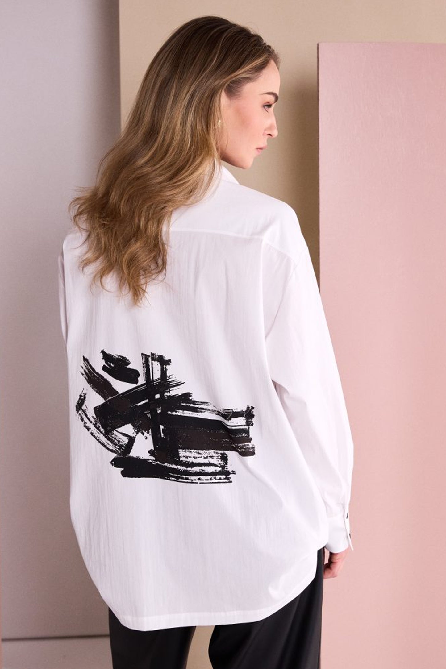 Naya Print Back Shirt White/Black NAW26225-109
