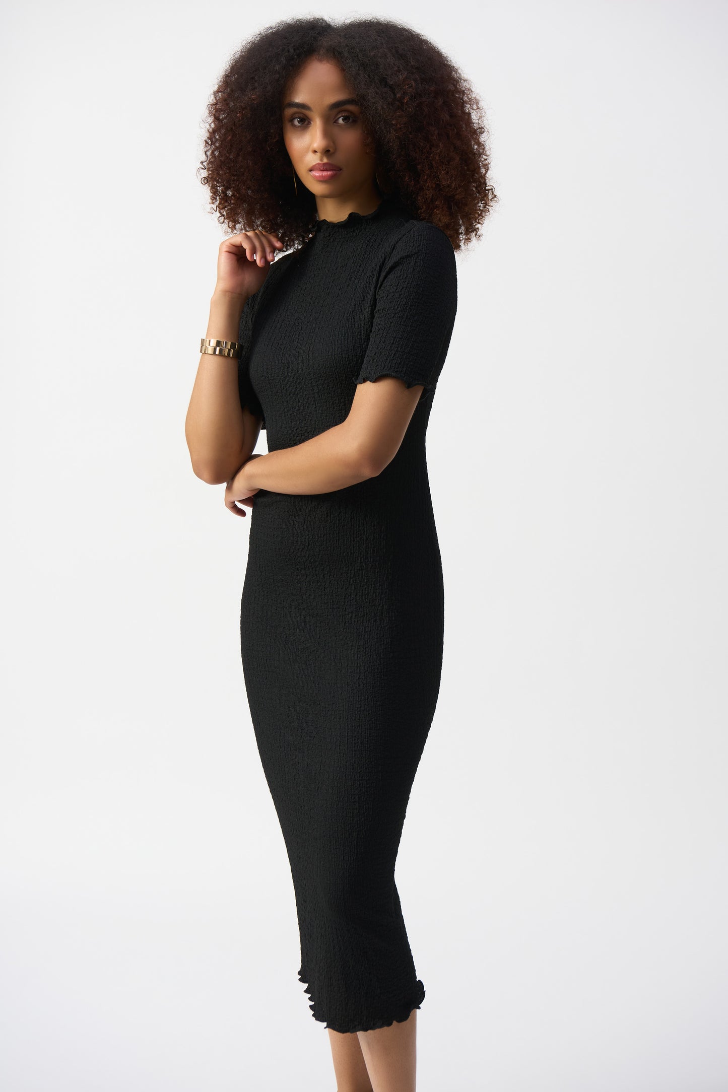 Joseph Ribkoff  Novelty Knit Midi Sheath Dress Black 251261-11